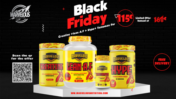 BLACK FRIDAY Creatine (Unflavoured) + Hype (Strawberry lemonade)+lean A.F (creme bruleee)+ Testoman